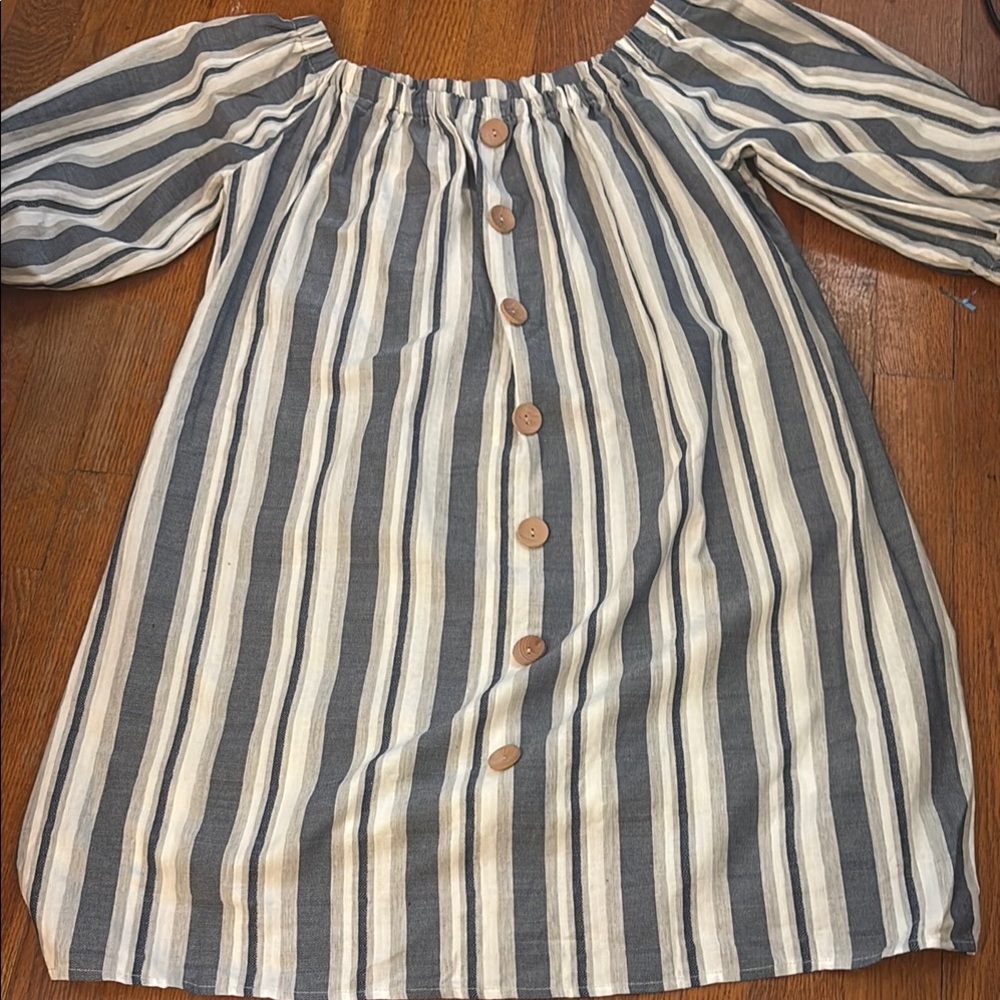 Chic Stripes Off-Shoulder Dress